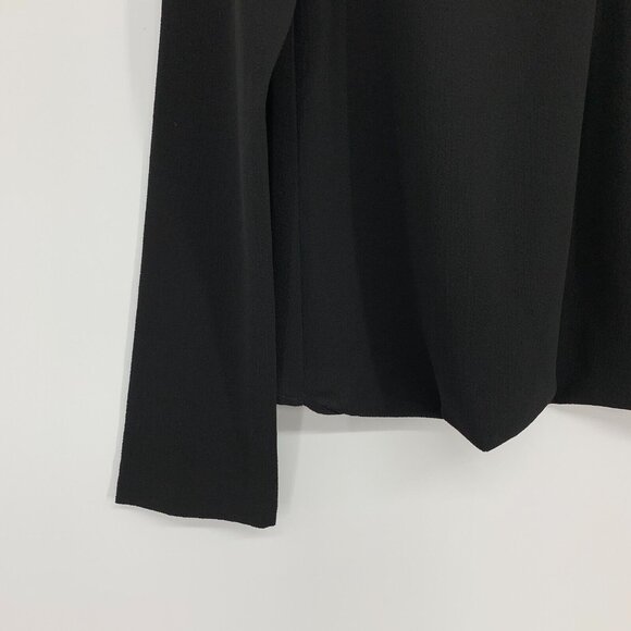 WAYF Top Black Long Sleeve Keyhole Choker V Neck Wrap Front Blouse - Picture 5 of 11